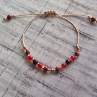 BRANSOLETKA KARNEOL,JASPIS,GRANAT- RĘKODZIEŁO