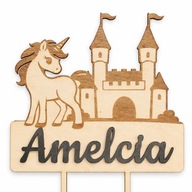 Topper na Tort z Imieniem Jednorożec Roczek Urodziny Dziewczynki Dziecko