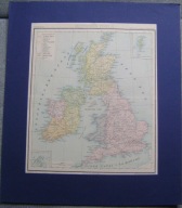 MAPA -WYSPY BRYTYJSKIE -BRITISCHEN INSELN -oprawa passe-partout