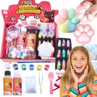 SUPER ZESTAW DO ROBIENIA GNIOTKÓW KOCIA ŁAPKA SQUISHY ŻEL OZDOBY FORMY FARB