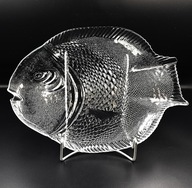 szklana patera ryba pashabahce tureckie szkło vintage 34 cm ozdoba rybny