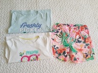 Primark 2 bluzki i spodenki w kwiatki roz 128