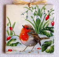 Robótkownia Kafelek obrazek 15x15 Ptak Ptaki Rudzik wiosną
