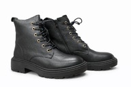 Buty skórzane botki Cholewiński 40 suwak ocieplane skóra Czarne