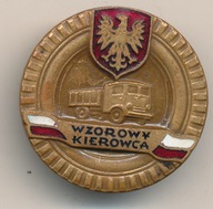 Odznaka Wzorowy Kierowca Emalia średn.30 mm.średn nakr.14,5 mm.