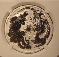 SMOK i TYGRYS 1 $ DOLAR 2018 AUSTRALIA 1 OZ 999 - NGC MS 70 RARYTAS, UNIKAT