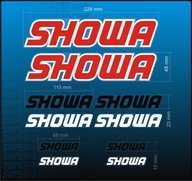 12szt Naklejki z logo SHOWA Zestaw Duży, Wahacz Amortyzator Cross Enduro
