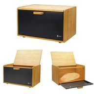 CHLEBAK BAMBUSOWY POJEMNIK NA CHLEB BUŁKI PIECZYWO DUŻY 2W1 CZARNY