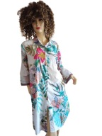 Golden Fish długa KOSZULA bawełniana kwiaty Ptaki 36/38