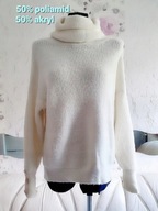 SWETER ZIMOWY JESIENNY DZIANINOWY DZIANINA GŁADKI BIAŁY GOLF GOLFIK GOLFEM