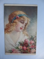 ZAGINIONY ŚWIAT KWIATOWE PERFUMY przedwojenna POCZTÓWKA