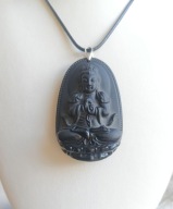 Budda wisiorek, zawieszka, obsydian srebro 925