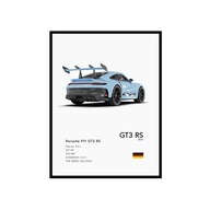 Plakat Porsche 911 GT3 RS – plakaty na ścianę, różne kolory, prezent 50x70