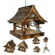 KARMNIK DLA PTAKÓW DREWNIANY DOMEK BUDKA DUŻY 35x35cm SOLIDNY MOCNY OGRÓD