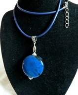 Gruba masywna moneta, niebieski naturalny agat, wisior