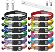 Odblaskowa obroża dla kota z dzwonkiem z imieniem, regulowana, 18-30 cm