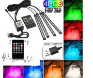 TAŚMA LED DO SAMOCHODU OŚWIETLENIE AUTA WEWNĘTRZNE SENSOR MUZYCZNY USB