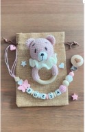 Zestaw-zawieszka do Smoczka+ grzechotka na szydełku