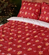 Pościel świąteczna w renifery czerwona dwustronna bawełna 160x200