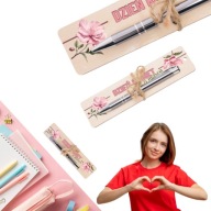 PREZENT NA DZIEŃ KOBIET DREWNIANIA ZAKŁADKA Z DŁUGOPISEM ZESTAW DLA NIEJ