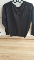 sweter czarny Camaieu 38 z miedzianymi dżetami