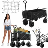 WÓZEK TRANSPORTOWY OGRODOWY SKŁADANY DUŻY TURYSTYCZNY 120L + SIATKA
