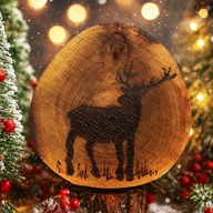 DREWNIANA RĘCZNIE WYPALANA PODKŁADKA POD KUBEK “JELEŃ" HANDMADE