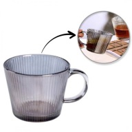 Filiżanka szklanka ryflowana duża grafit, szara 380 ml 1szt