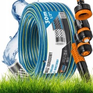 WĄŻ OGRODOWY 50M 1/2" 30m GUMOWY 4 WARSTWY + ZRASZACZ ZŁĄCZKI ZESTAW POLSKI