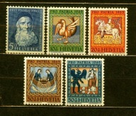 SZWAJCARIA** Pro Patria, sztuka sakralna, witraże Mi 814-18