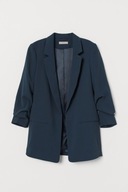 H & M marynarka butelkowa zielona żakiet długa drapowana elegancka rękawy