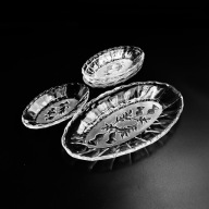 Zestaw Śledziówek Ząbkowice Osty Szkło Prasowane PRL Półmisek Retro Drost