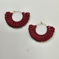 Kolczyki rękodzieło na szydełku falbanka na kółku