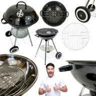 GRILL OGRODOWY WĘGLOWY OKRĄGŁY MAŁY PRZENOŚNY POKRYWA RUSZT NA KÓŁKACH