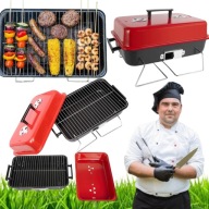 GRILL WĘGLOWY OGRODOWY TURYSTYCZNY Z POKRYWA WALIZKA STALOWY RUSZT LEKKI