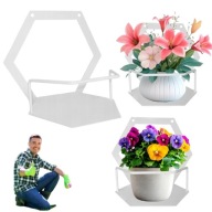 KWIETNIK ŚCIENNY WIESZAK NA KWIATKI UCHWYT METALOWY BIAŁY LOFT Z OBRĘCZĄ