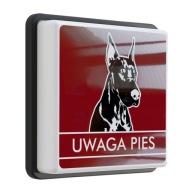 Indywidualna PODŚWIETLANA tabliczka LED uwaga pies psy ostrzegawcza