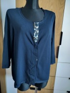 Efektowny sweter damski 42 miły lejący viskoza granat Sixth Sensey XL