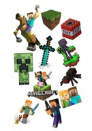 Wydruk CUKROWY na tort MINECRAFT jadalny zestaw POSTACI dekoracja urodziny