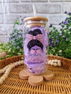 Kubek szklany słoik 500 ml słomka i pokrywka iced coffee prezent dla niej