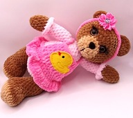 Miś w sukience 30cm szydełko, GOTOWY DO WYSYŁKI