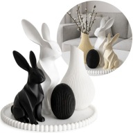 Wielkanocny Zestaw Figurek PREMIUM z Tacką i Wazonem + Zające + Jajko