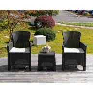 Zestaw mebli ogrodowych 3w1rattan stolik + 2 fotele taras balkon + poduszki