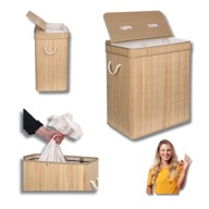 POJEMNIK KOSZ BAMBUSOWY NA PRANIE BIELIZNĘ 2 KOMORY DUŻY ORGANIZER 100L