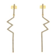 34181 Kolczyki stal chirurgiczna 316L pozłacane 18k zygzaki z cyrkoniami