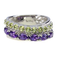 PERIDOT AMETYST DUZY ROZMIAR PIERSCIONEK