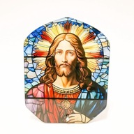 Szklany obraz, stojąca dekoracja Jezus Zmartwychwstały, sztuczny witraż
