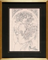 Alfons Mucha - Stary rysunek piórkiem !!!