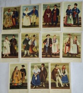 POLSKIE STROJE LUDOWE, ZESTAW 11 POCZTÓWEK