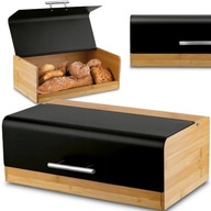 DUŻY CHLEBAK POJEMNIK NA CHLEB PIECZYWO BUŁKI STALOWO BAMBUSOWY STYL LOFT